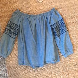 Blue off the shoulder top